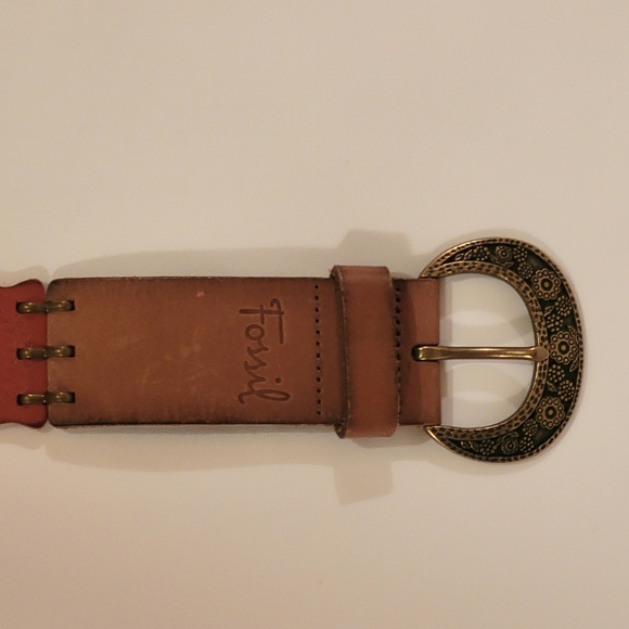 Fossil Women's M Leather Belt Floral Stations Multi Boho Southwestern Cowgirl - Picture 4 of 12